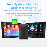 2-in-1 Wired to Wireless CarPlay & Android Auto Adapter – USB Plug & Play for OEM Stereos
