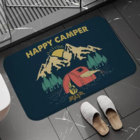 Non-slip Washable Kitchen Mat - Happy Campers Design, Absorbent Bathroom Rug, Caravan Doormat