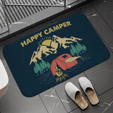 Non-slip Washable Kitchen Mat - Happy Campers Design, Absorbent Bathroom Rug, Caravan Doormat