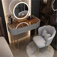 Luxury LED Makeup Vanity – White Dressing Table with Mirror & Storage for Bedroom or Salon