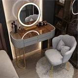 Luxury LED Makeup Vanity – White Dressing Table with Mirror & Storage for Bedroom or Salon