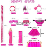 80s Costume Accessories for Women, 19Pcs 80s Retro Party Dress Fishnet Gloves, Leg Warmers, Tutu Skirts for Women