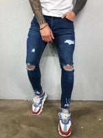 Street Style Ripped Vintage Wash Skinny Jeans for Men - Slim Fit Denim Trousers Jack's Clearance