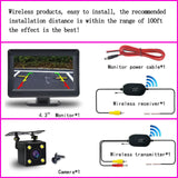 Wireless Rear View Backup Camera - 4.3" Foldable Monitor, Car Reverse Parking Kit