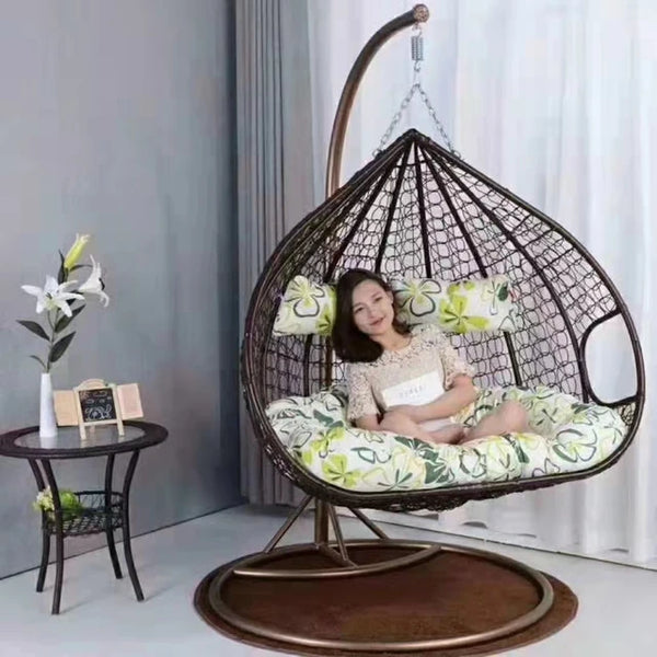 Serene Swing: Rattan Woven Outdoor Hanging Chair for Balcony & Home