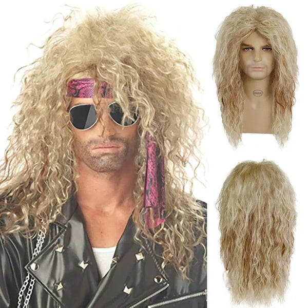 Synthetic 80s Punk Heavy Metal Rock Man Wig