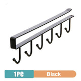 6-Hook Coffee Cup Mug Holder - Kitchen Cabinet Organizer, Black/White, Multifunctional Storage Hanger