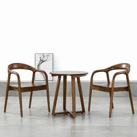 Nordic Wooden Dining Chair – Simple Design with Armrests & Backrest