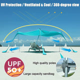 Large UPF50+ Beach Tent - 10x10 FT Family Shade Canopy