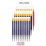Retractable Gel Pen Set – 13 or 30pcs Black, Red & Blue Ink Ballpoints