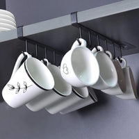 6-Hook Coffee Cup Mug Holder - Kitchen Cabinet Organizer, Black/White, Multifunctional Storage Hanger