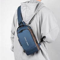 Chest Bag for Men - Crossbody Bag - Waterproof - USB Shoulder Bag - Anti-Theft Travel Messenger Chest Sling Pack - Fashion Luxury Designer