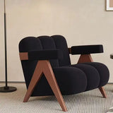 Nordic Wooden Armchair – Cozy Fabric Seat for Living Room, Balcony & Lounge