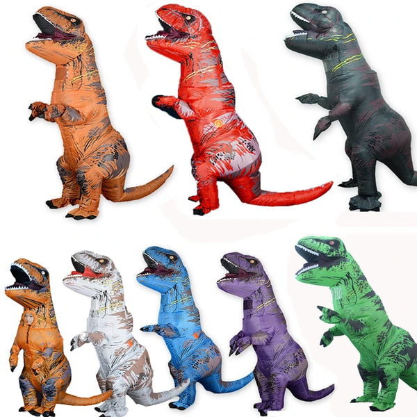 T Rex Velociraptor Inflatable Costume Mascot Cosplay Tirano Saurio Rex Dino Halloween For Women Men Kid Cosplay Funny Suit