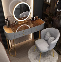 Luxury LED Makeup Vanity – White Dressing Table with Mirror & Storage for Bedroom or Salon