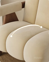Nordic Wooden Armchair – Cozy Fabric Seat for Living Room, Balcony & Lounge