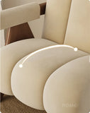 Nordic Wooden Armchair – Cozy Fabric Seat for Living Room, Balcony & Lounge