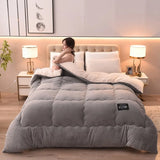 2025 popular solid color winter thickened milk fleece quilt lamb fleece winter quilt single double quilt to keep warm