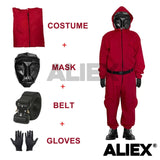Squid Game Costume Set - Cosplay Jumpsuit, Jacket, Helmet, Masks, Party Props