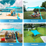 Large UPF50+ Beach Tent - 10x10 FT Family Shade Canopy