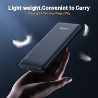 QOOVI 10000mAh Power Bank - Ultra-thin Portable Charger - iPhone 13/Xiaomi/Samsung/Huawei - External Battery