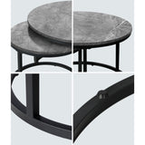 Oikiture Set of 2 Coffee Table Round Marble Nesting Side End Table Furniture