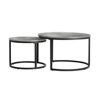Oikiture Set of 2 Coffee Table Round Marble Nesting Side End Table Furniture