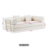 Mia 3 Seater Corduroy Compressed Sofa Bed (Cream)