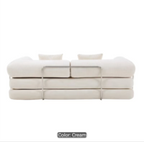 Mia 3 Seater Corduroy Compressed Sofa Bed (Cream)