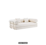 Mia 3 Seater Corduroy Compressed Sofa Bed (Cream)