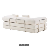 Mia 3 Seater Corduroy Compressed Sofa Bed (Cream)