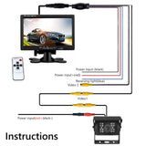 12-24v 4 Pin 7" Inch Car Rear View Reverse Camera Kit Monitor Truck Bus IR 18LED