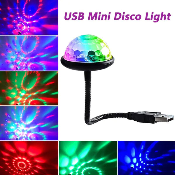 Dj Lighting Sound Party Auto USB Mini Disco Ball Lights RGB Multi Color Car Atmosphere Room Decorations Lamp Magic Strobe Light Jack's Clearance