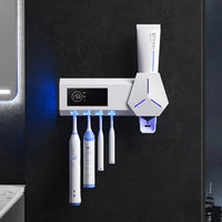 Smart UV Toothbrush Holder Wall-Mounted Toothbrush Sterilizer Automatic Toothpaste Squeezer Dispenser Jack's Clearance
