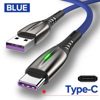 5A 2m USB Type C Fast Charging Mobile Phone Android Charger Type-C Data Cable Jack's Clearance