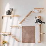 Wall-mounted Cat Hammock Bed Pet Furniture Kitten Wall Shelf Set Cat Perch Wooden Scratching Climbing Post Cat Tree House Toy Jack's Clearance