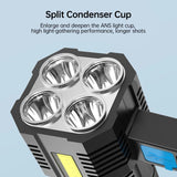 Powerful LED Flashlight USB Rechargeable Handheld Lantern Camping Portable Lamp Built in Battery Lighting COB 4 LED Flashlights Jack's Clearance