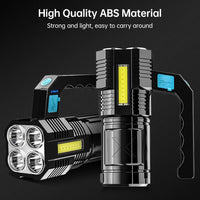 Powerful LED Flashlight USB Rechargeable Handheld Lantern Camping Portable Lamp Built in Battery Lighting COB 4 LED Flashlights Jack's Clearance