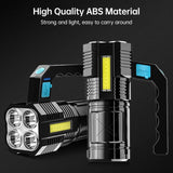 Powerful LED Flashlight USB Rechargeable Handheld Lantern Camping Portable Lamp Built in Battery Lighting COB 4 LED Flashlights Jack's Clearance