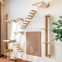 Wall-mounted Cat Hammock Bed Pet Furniture Kitten Wall Shelf Set Cat Perch Wooden Scratching Climbing Post Cat Tree House Toy Jack's Clearance