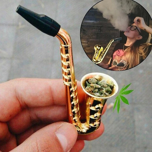 Unique Saxophone Smoking Pipes Mini Portable Metal Tobacco Pipe Hookah Gifts Jack's Clearance
