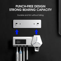 Smart UV Toothbrush Holder Wall-Mounted Toothbrush Sterilizer Automatic Toothpaste Squeezer Dispenser Jack's Clearance