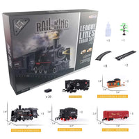 Battery Operated Railway Classical Freight Train Water Steam Locomotive Playset with Smoke Simulation Model Electric Train Toys, Jack's Clearance