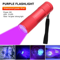 Super Mini 9 LED Powerful Aluminum UV Torch Jack's Clearance