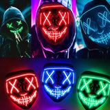 Halloween Neon Led Purge Mask Masque Masquerade Party Masks Light Luminous In The Dark Funny Masks Cosplay Costume Supplies Jack's Clearance