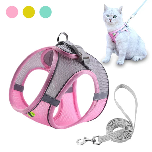Cat Harness Leash Set Escape Proof Kitten Harness For Cat Small Dog Breathable Puppy Pet Walking Lead Leash Cat Accessories Jack's Clearance
