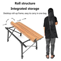 MLIA Outdoor Camping Telescopic Folding Table Wood Grain Aluminum Alloy Jack's Clearance