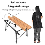 MLIA Outdoor Camping Telescopic Folding Table Wood Grain Aluminum Alloy Jack's Clearance
