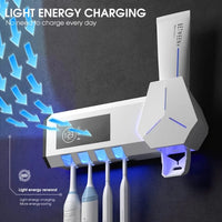 Smart UV Toothbrush Holder Wall-Mounted Toothbrush Sterilizer Automatic Toothpaste Squeezer Dispenser Jack's Clearance