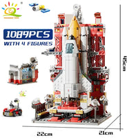 HUIQIBAO Space Aviation Manned Rocket Building Blocks With Astronaut Figure City Aerospace Model Bricks Children Toys for Kids Jack's Clearance